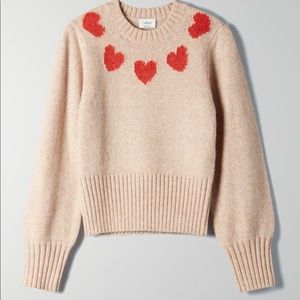Aritzia Wilfred heart collar sweater